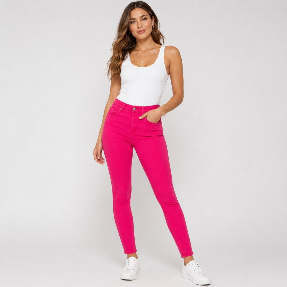 Hudson Barbara High Rise Super Skinny Y2K Barbiecore Pink Stretch Jeans 32